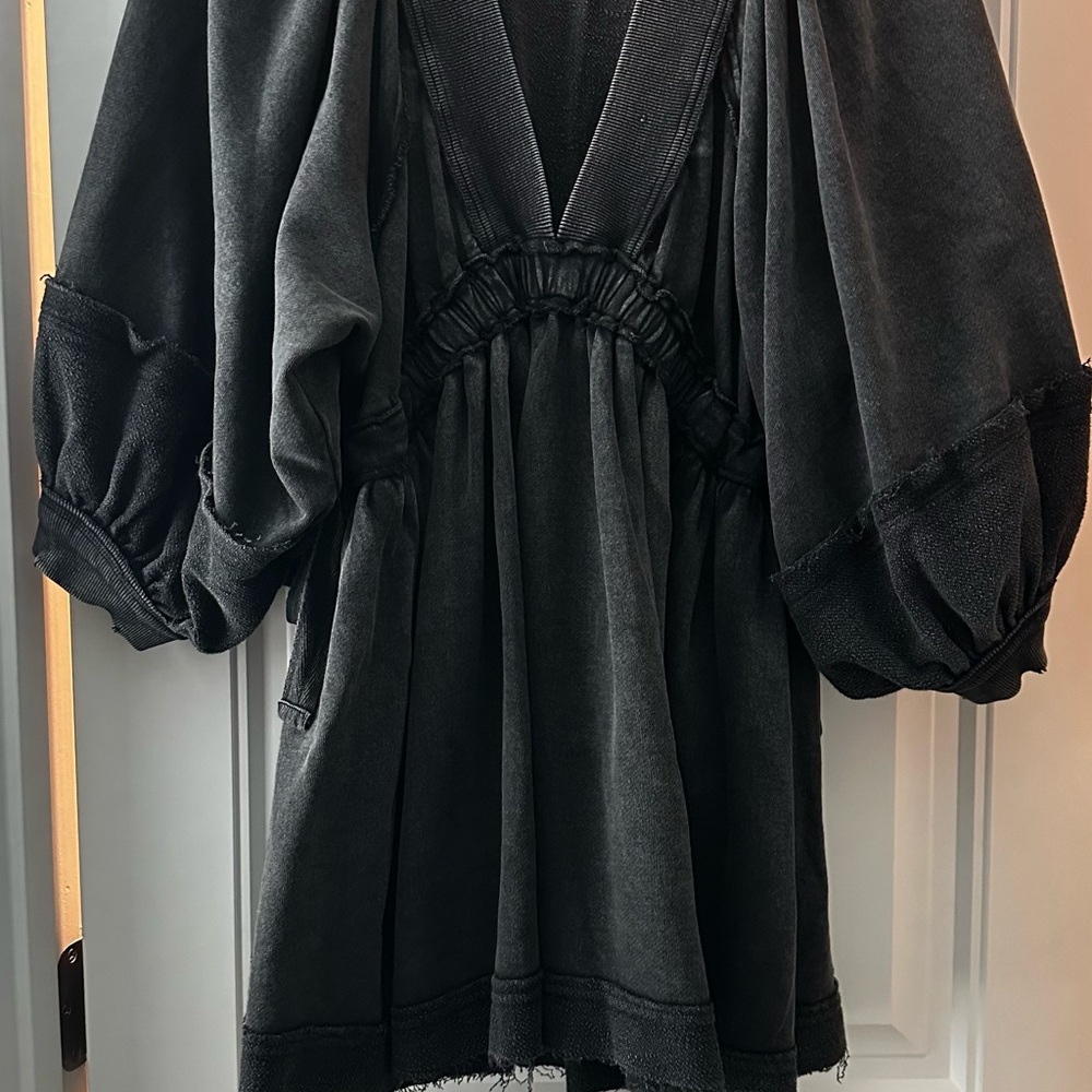 Free People Black Textured Knit Top